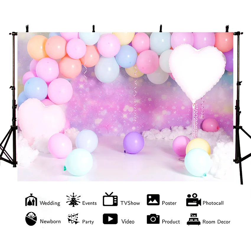 Mehofond Photography Background Birthday Party Baby Shower Cake Smash Love Balloons Pink Backdrop Newborn Photocall Photo Studio