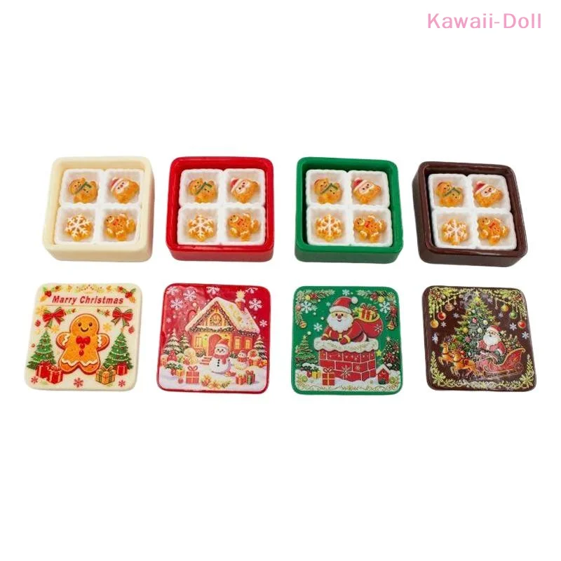 Puppenhaus Niedliche Weihnachts-Lebkuchen-Geschenkbox-Serie 3D-Harz-Cabochon DIY für Schlüsselanhänger, Ohrringe, Accessoires – Detail 6