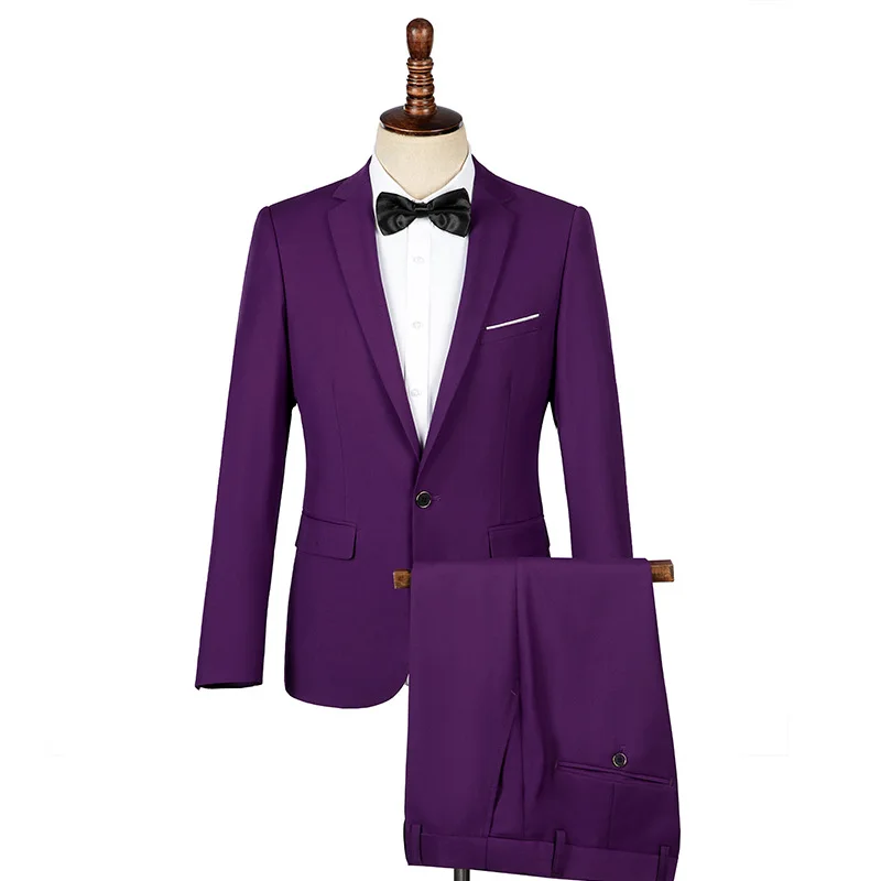 

Purple business formal suit men's plus size suit suit groom wedding dress color