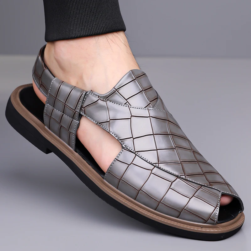 Men's Summer Breathable Soft-Soled Roman Sandals Anti-Slip Comfortable Slip-On Casual Covered-Toe Shoes-2021