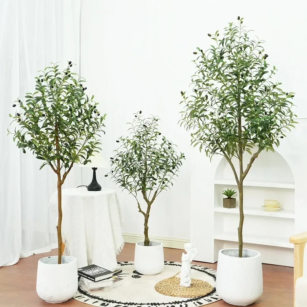 Large Olive Tree Artificial Plant Fake Olive Tree with Pot 50-240cm Tropical Silk Tree for Home Office Shop Party Decoration