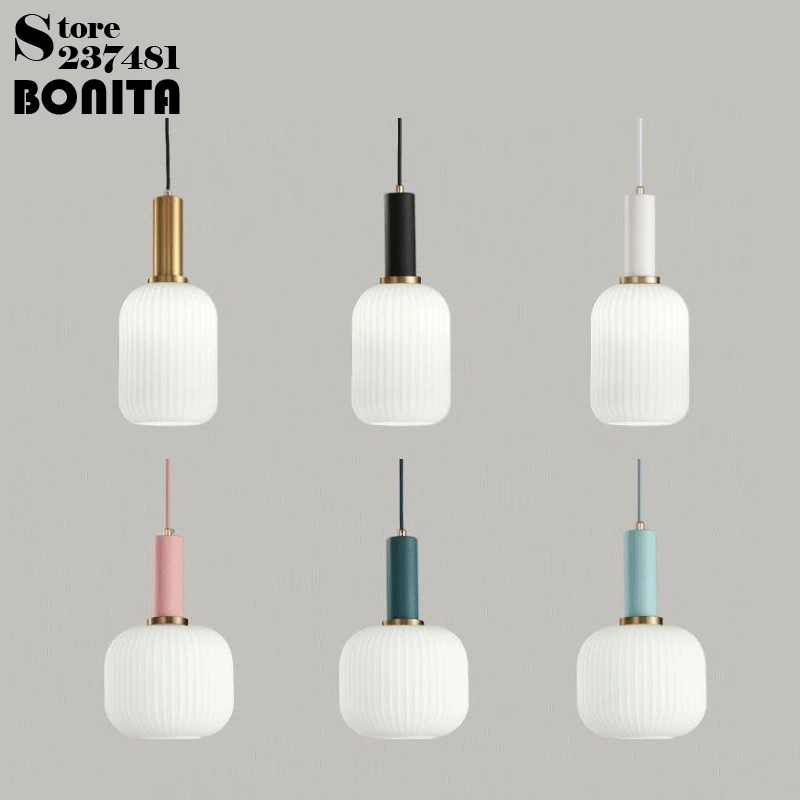 

Pendant Lamp Nordic Colorful Striped Glass Pendant Lights Living Room Dinning Table Bedside Home Decor Ceiling Chanderlier