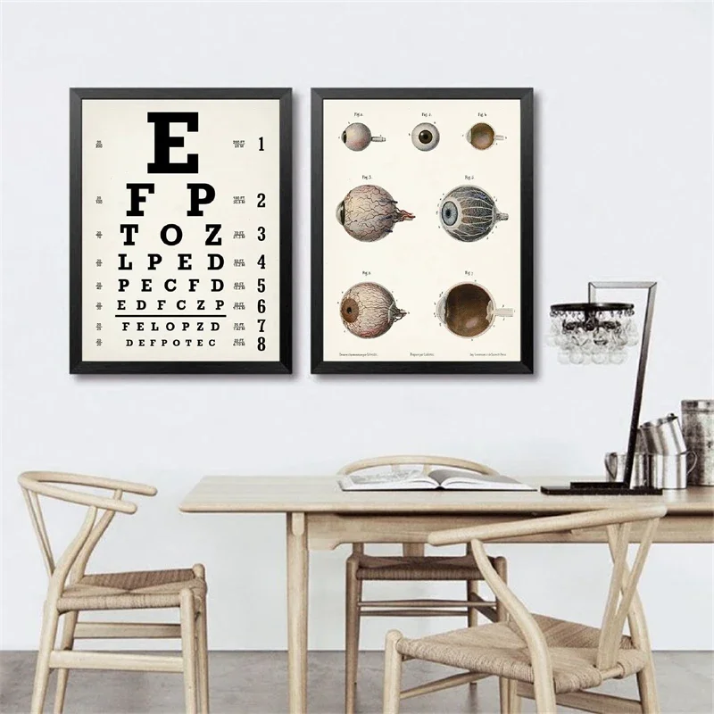 Eyechart Poster and Print Silk Painting Eye Chart Optometrist Gift Human Eye Anatomy Clinic Home Room Decoration