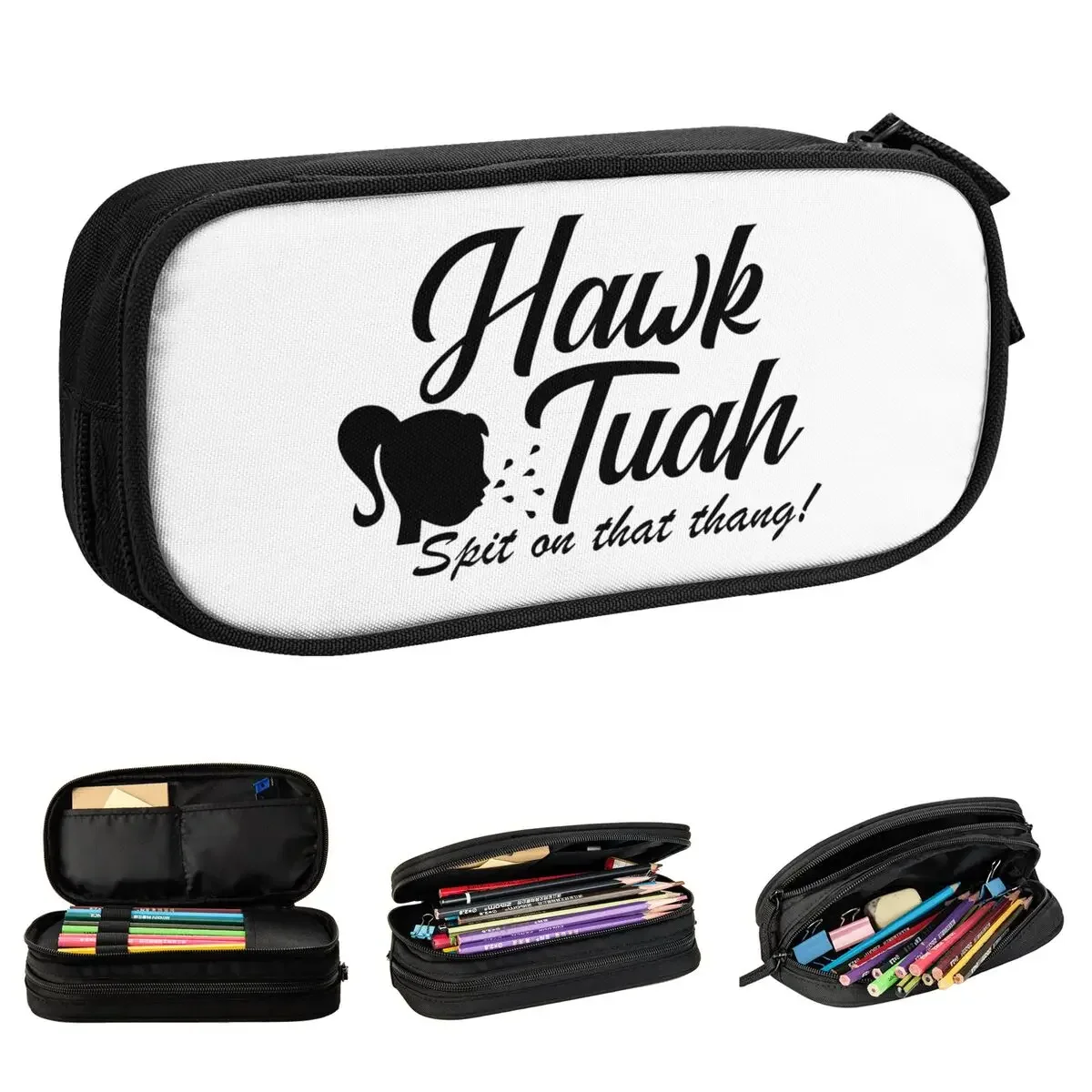 

Classic Hawk Tuah Spit On That Thang Pencil Cases Box Pen Kids Big Capacity Bags Students School Zipper Stationery