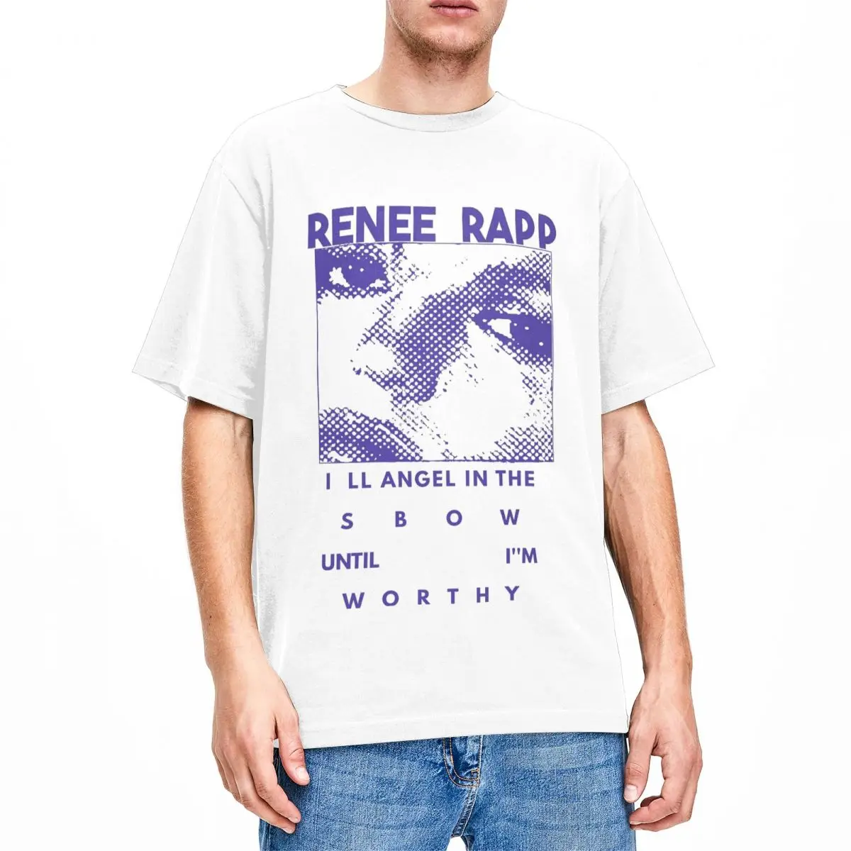 Novelty Renee Rapp Snow Angel Retro Black T-Shirts for Men Women 100% Cotton Tees Shirt Birthday Present Tops