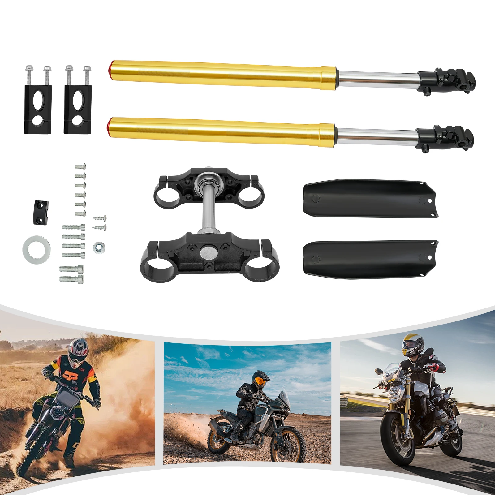 

Heavy-Duty 29" Front Fork Suspension Shocks, Triple Tree Clamp, Aluminum Alloy, Designed for 110cc 125cc Dirt Pit Bikes,