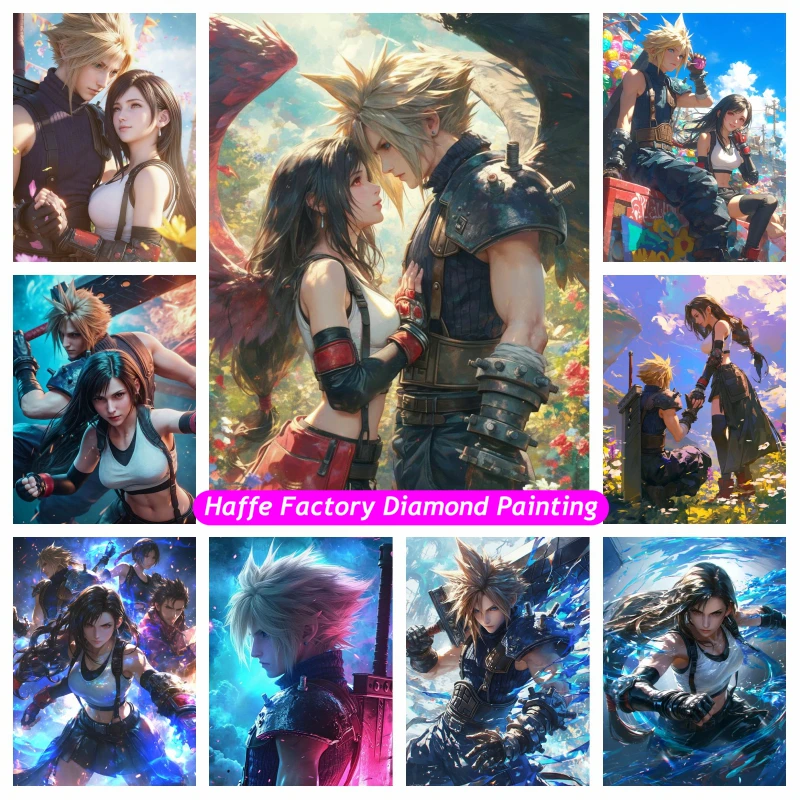 

Final Fantasy VII Game Diy 5d Diamond Painting Art Cloud Strife And Tifa Lockhart Photo Mosaic Cross Stitch Handwork Gift Decor
