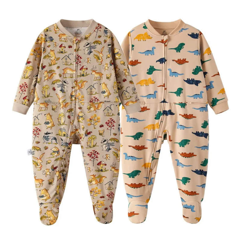 

Cotton one-piece pajamas for boys, breathable, sweat-absorbent and elastic, suitable for home wear.