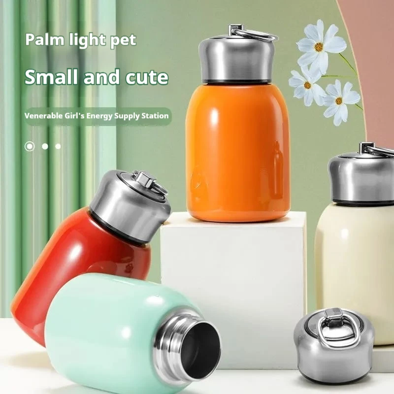 300ML Travel Water Bottle Coffee Mug Stainless Steel Vacuum Flask with Lifting Ring Mini Thermos Cup Portable Car Insulated Cup