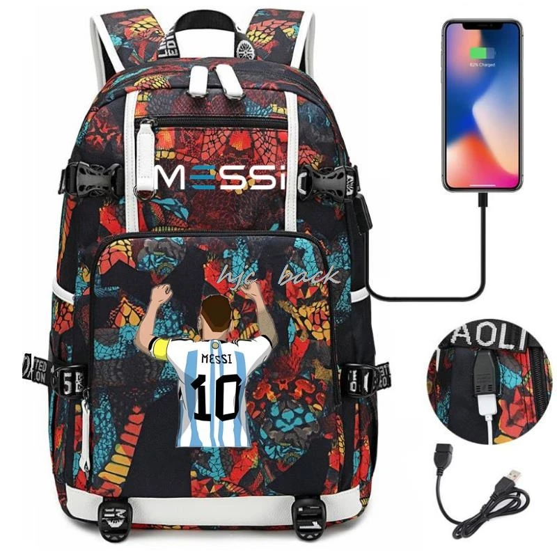 New Messi Backpack Camouflage Capacity USB 18 inch Laptop SchoolBags Waterproof Multifunctional Business Travel Mochila Infantil