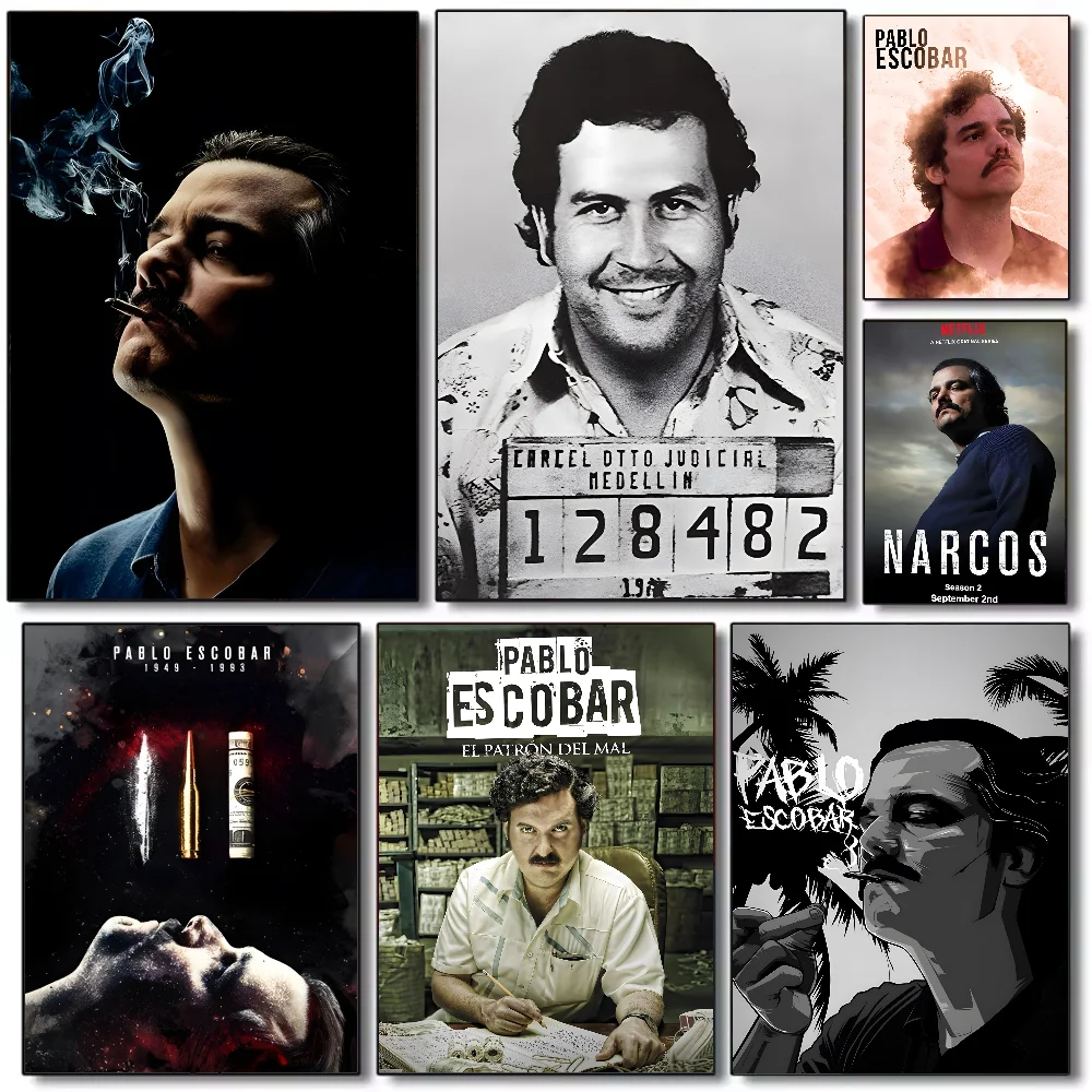 Póster de Lord Pablo Escobar Narcos Mugshot, arte HD, pared adhesiva, impermeable, hogar, sala de estar, dormitorio, bar, decoración estética