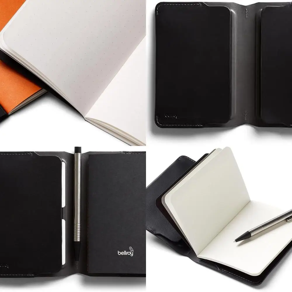 

Черная обложка для ноутбука из натуральной кожи — тонкий портфель для блокнотов