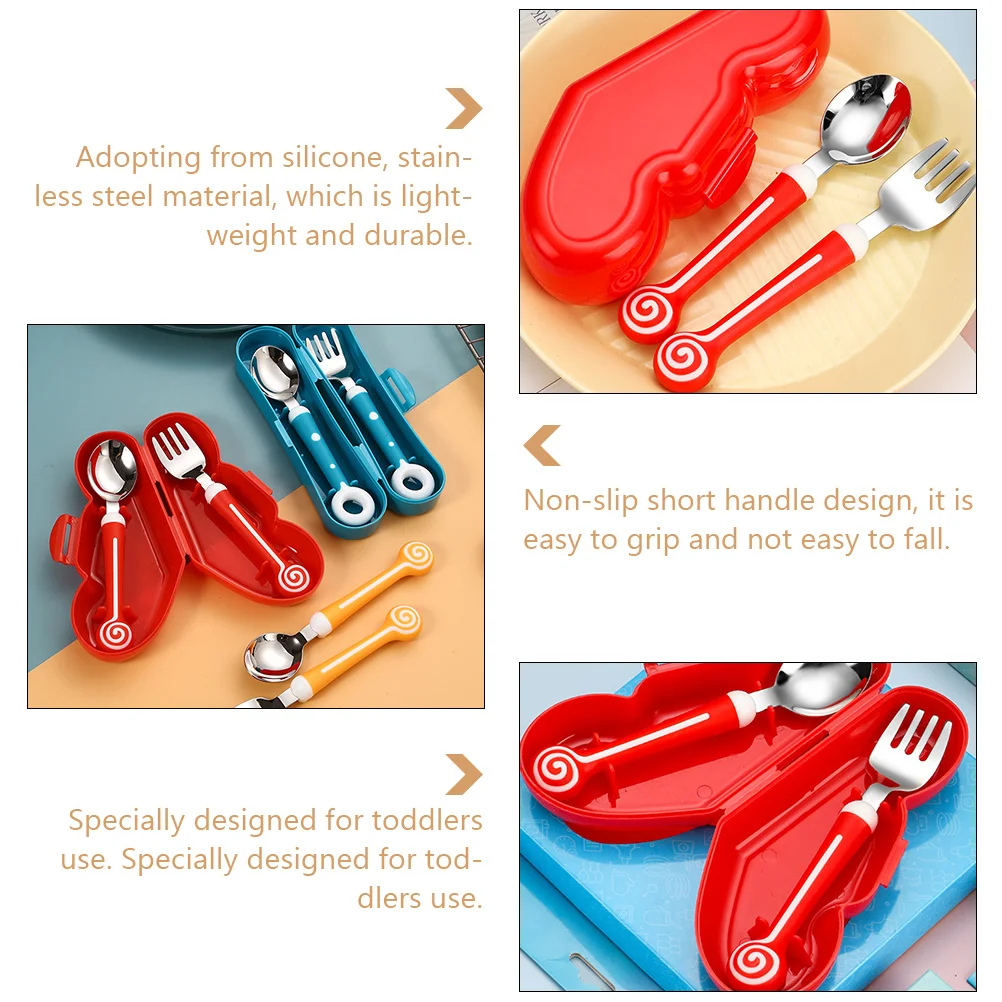 أدوات مائدة شوكة ملعقة للأطفال أدوات مائدة للأطفال الصغار هدايا للأطفال الرضع أدوات مائدة للسفر للتعلم المنزلي