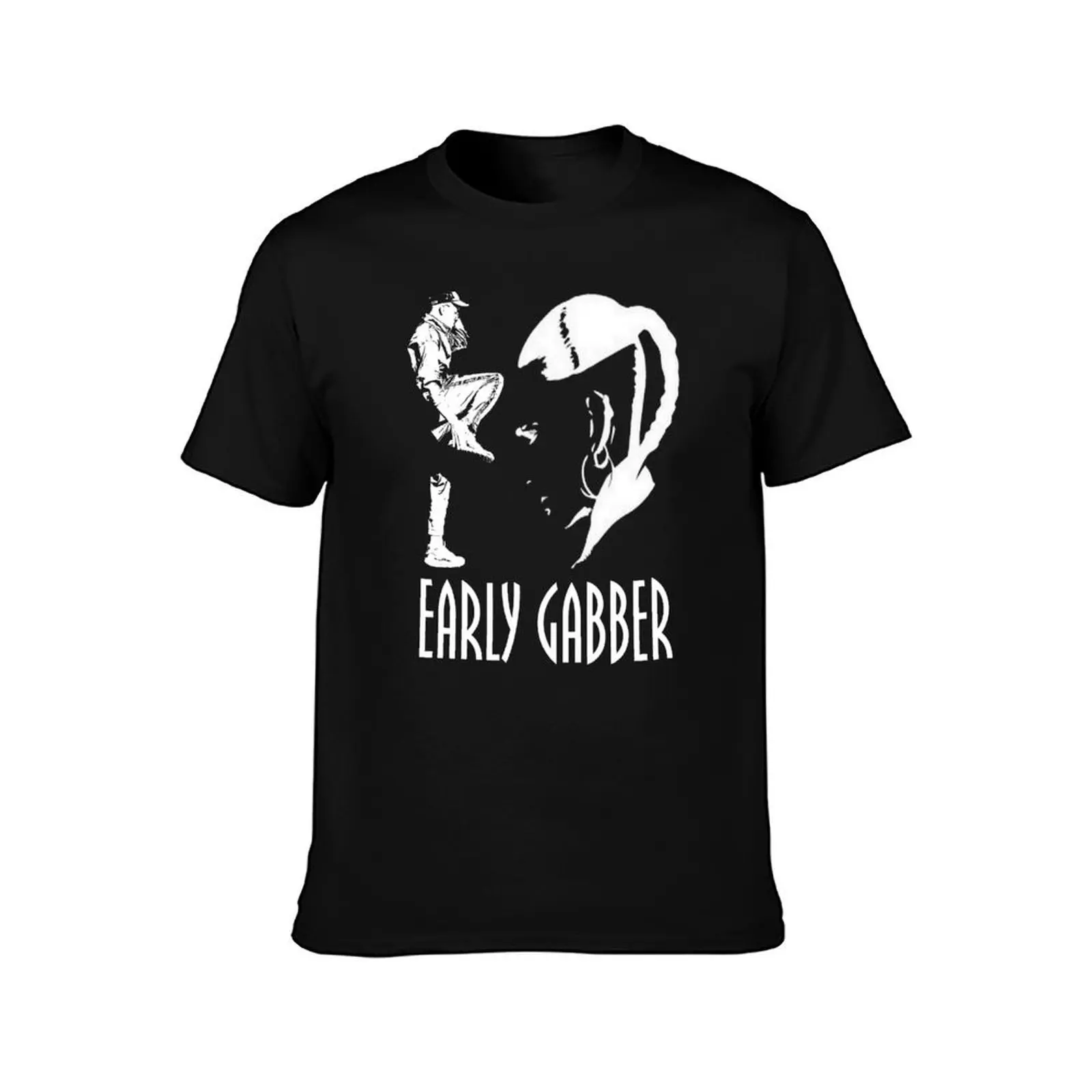 Early Gabber Style T-Shirt, Summer Casual Cotton Tee, Oversized Streetwear Tops, Vintage Graphic Print, Loose Fit Short Sleeve