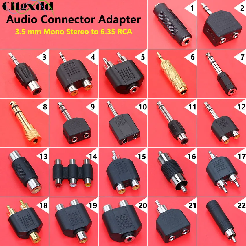 1pcs 6.5mm Male to 3.5mm Audio Stereo Jack Female To 2 RCA Audio Jack Adapter Converter Charging Connector For Speaker iPhone PC