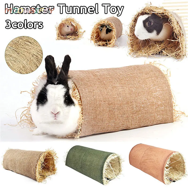 Rabbit Hideaway Toy Grass Straw Bunny Toy Tunnel Hamster Accessories for Guineapig Chinchilla Ferret Rats