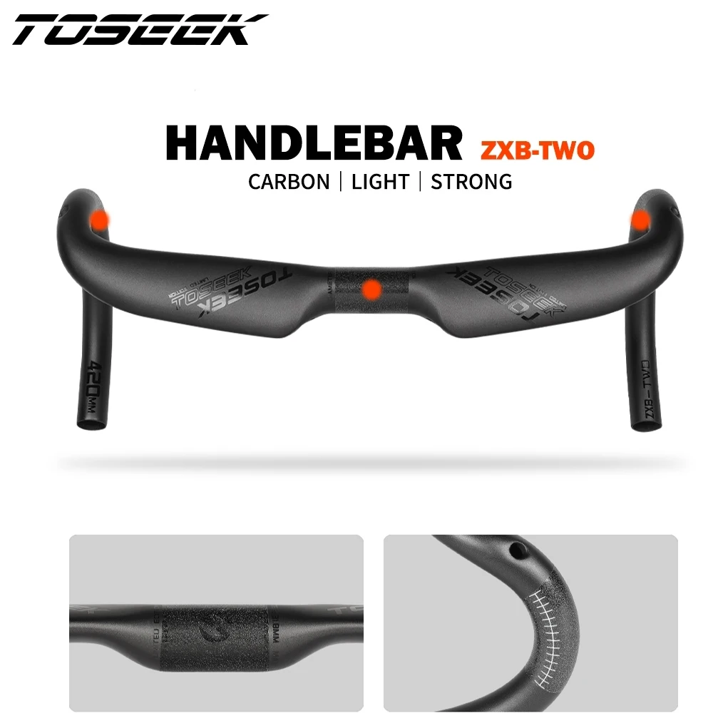 TOSEEK New Full Carbon Fibre Road Bicycle Handle Bar Internal Routing Road Bike UD Matt Handlebar 400/420/440mm Diameter 31.8mm