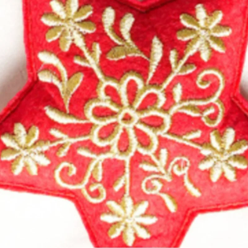 Expobazaar Thread Embroidered Star Hanging Ornament Red Shimmering Beads Sparkling Finish Christmas Tree Window Decor
