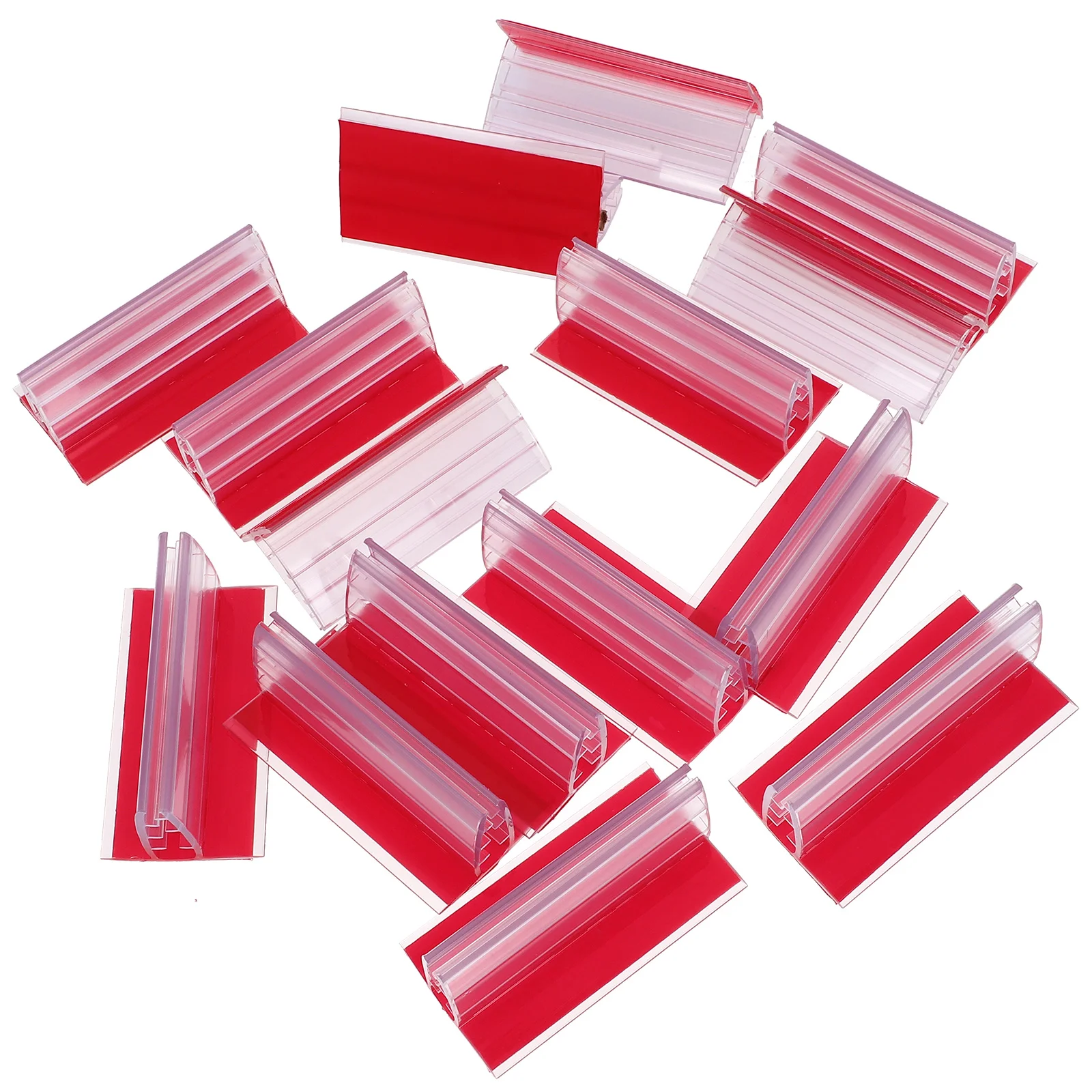 12 Pcs Self Adhesive Sign Holder Plastic Panel Holders Place Card Name Tag Brackets Mini Label Ticket