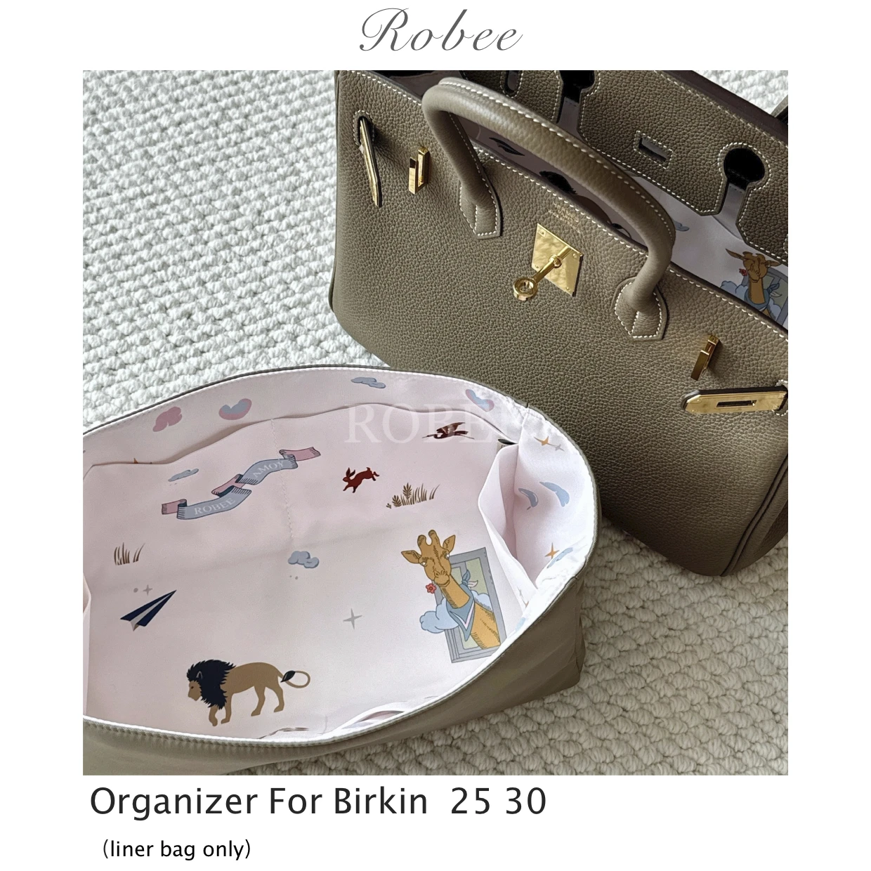 ROBEE Fits for Birkin Organizer Insert of Limited Edition Printed Fabrics particular style Shaper Fit For H Lindy mini  26 30