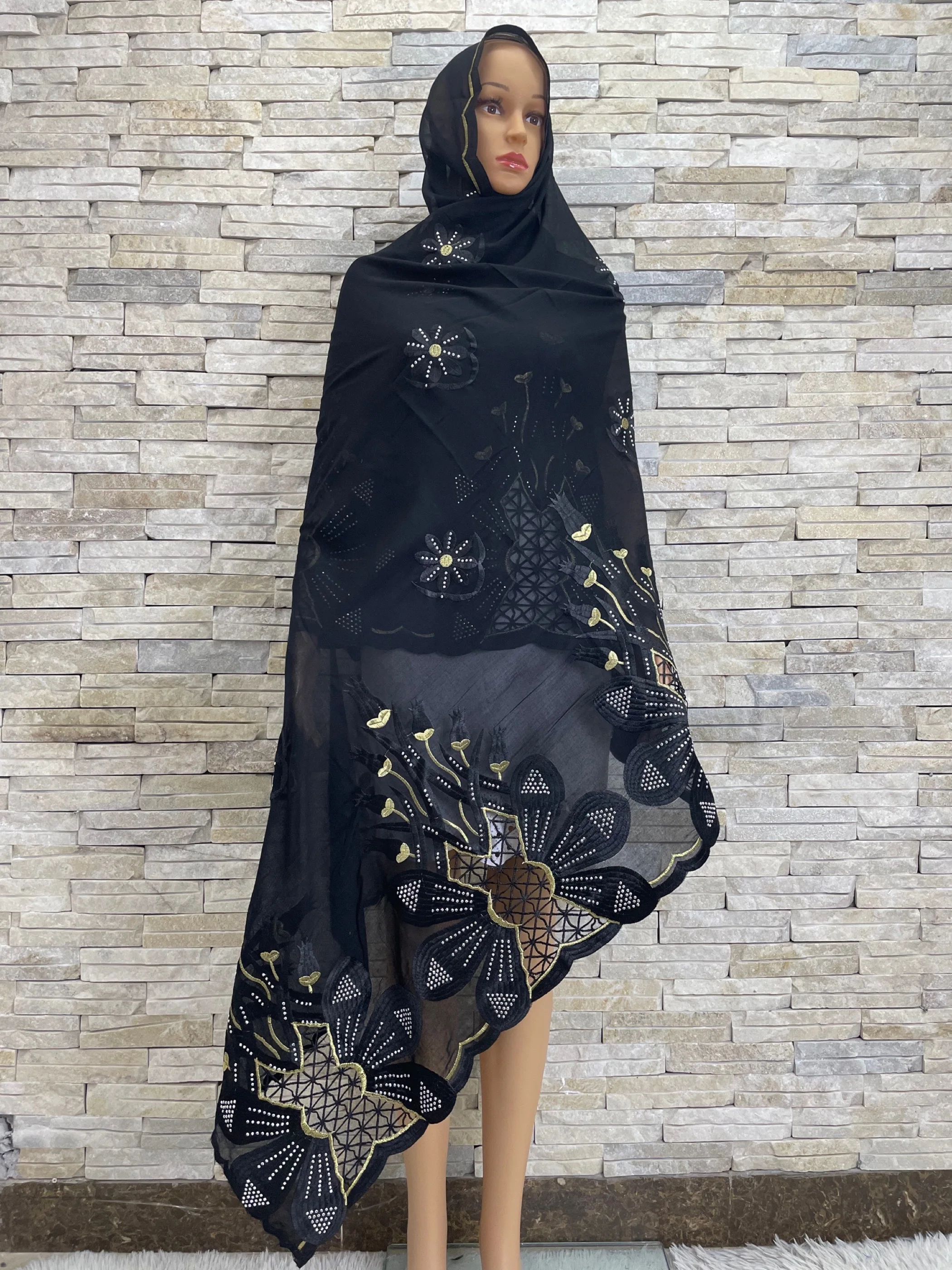 Chal de diseño bordado multicolor para mujer, Hijab musulmán a la moda, bufanda religiosa para envolver la cabeza, tamaño grande de 2023x210 cm, 110