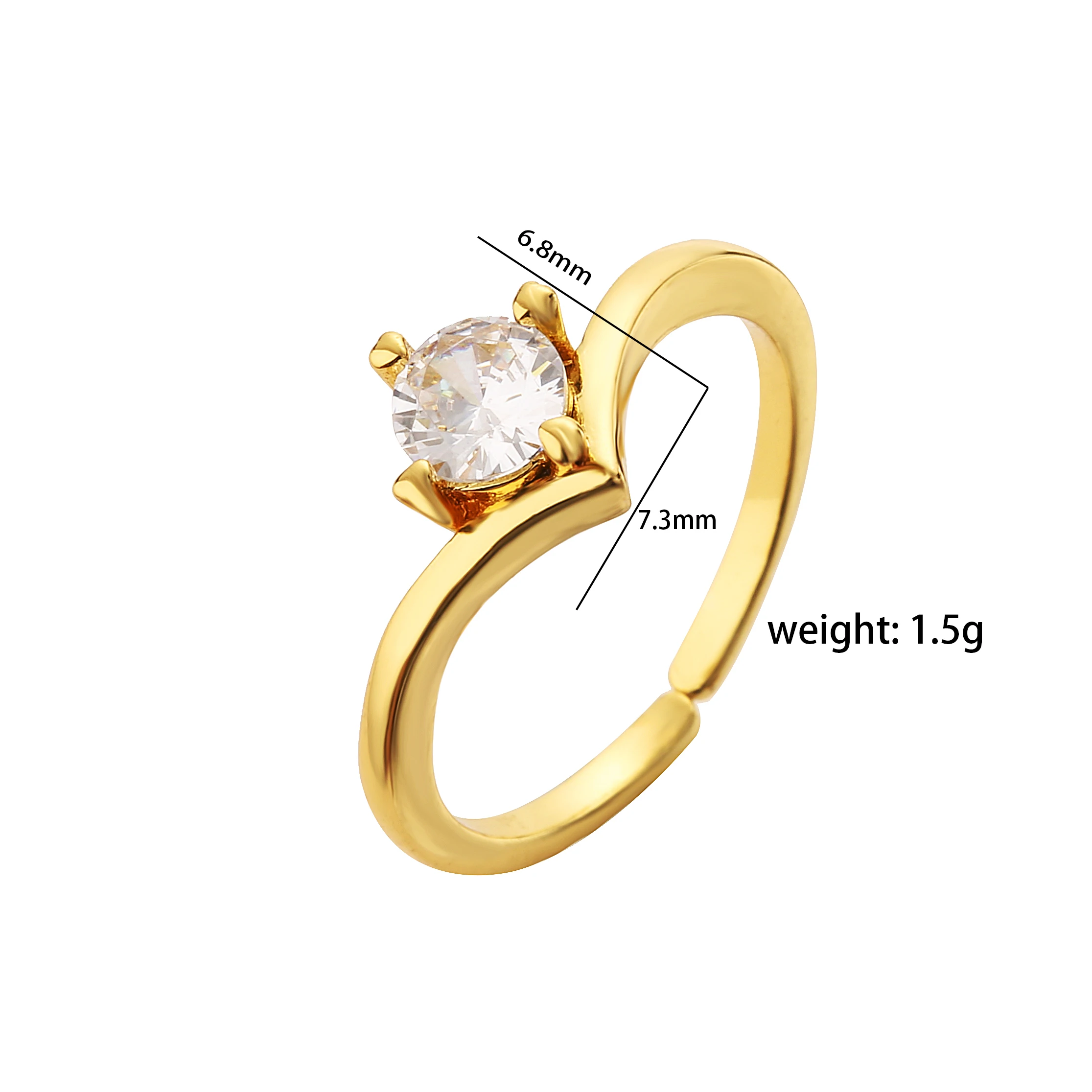 HECHENG,18k Real Gold Plated Cooper Ring ,Round Cubic Zircon Rings for Women Bride Wedding Band Women Gift Jewelry