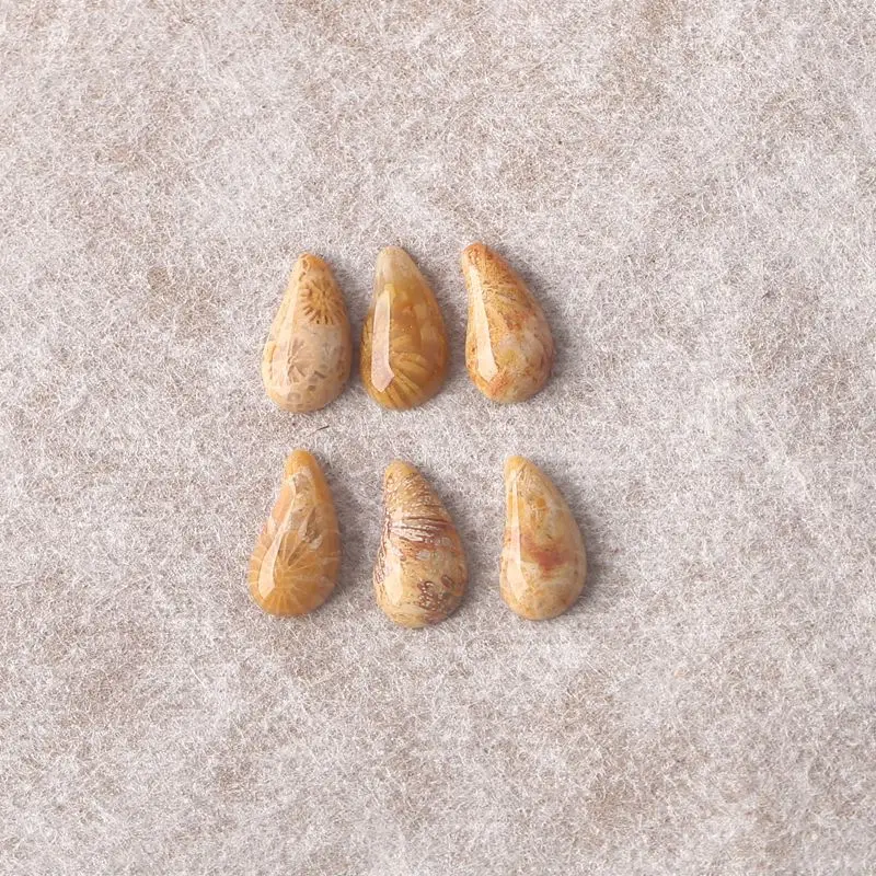 

6PCS Polished Picture Jasper Teardrop Pendants Natural Earthy Patterned Gemstone for Boho & Artisanal Jewelry Designs