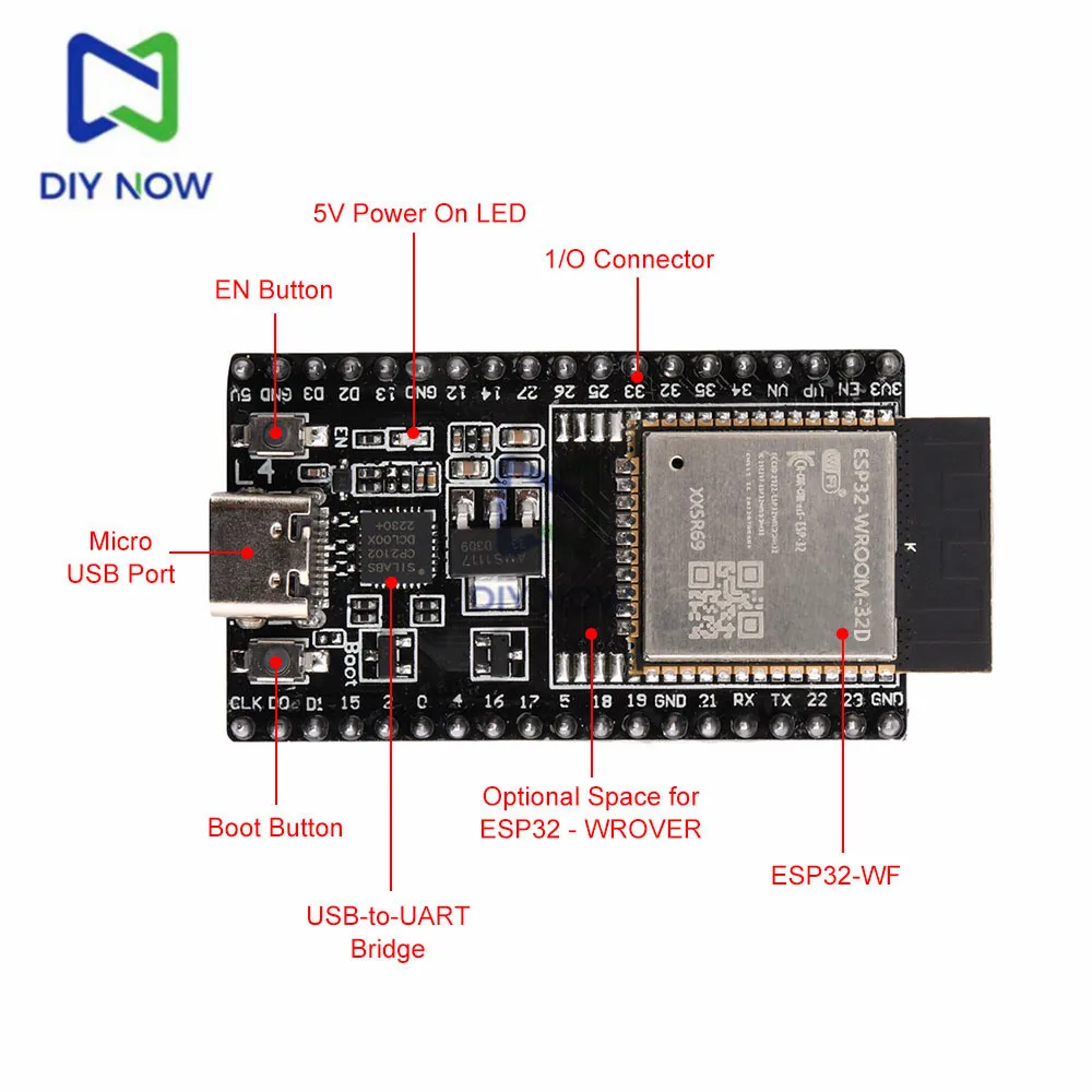 ESP32-DevKitC Development Board TYPE-C ESP32-WROOM-32D ESP32-WROOM-32U WIFI+Bluetooth-compatible 38Pin ESP32