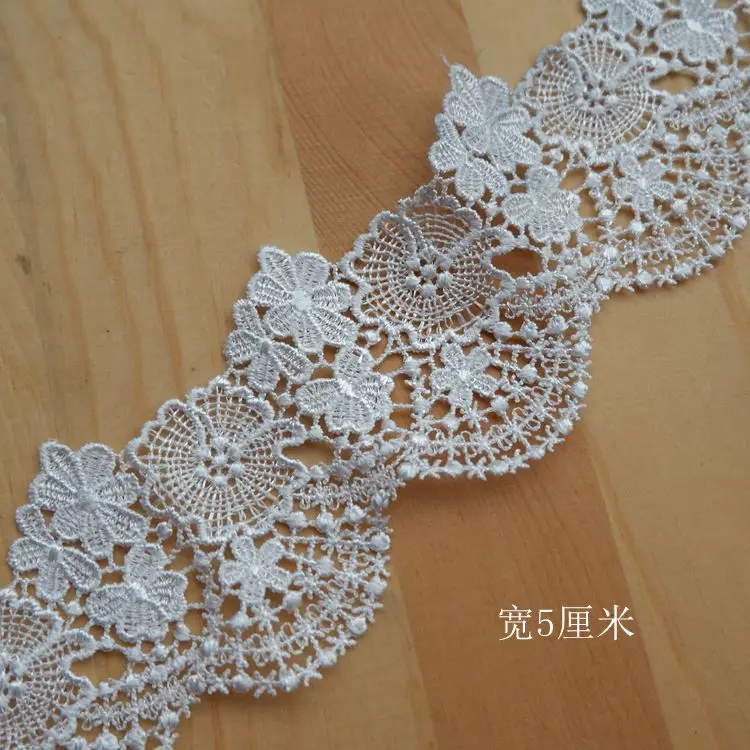 Polyester Embroidery Lace Ribbon, French Lace, Guipure Fabric, DIY Trims, Warp Knitting, Sewing Accessories, Black and White