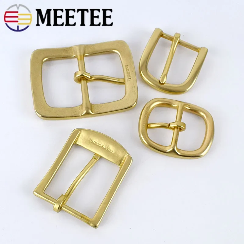 Meetee 1Pc 30/35/40mm Pure Brass Belt Buckle Copper Pin Buckles Waistband Head Jeans Decor Band Clasp Leather Crafts Accessories