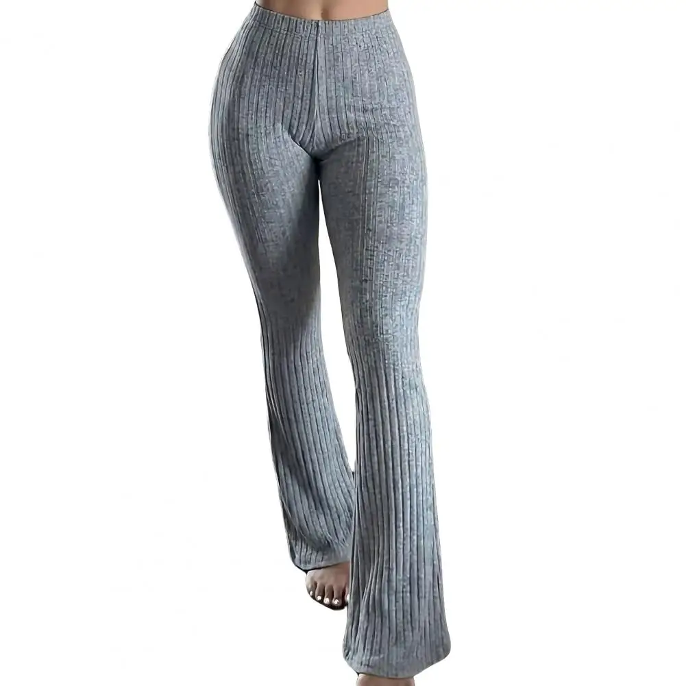 

Yoga Pants Women Wide Leg Casual Trousers Elastic High Waist Hip-Hugging Style Color Ribbed Fitness Pants Hip-hugging Yoga Pants