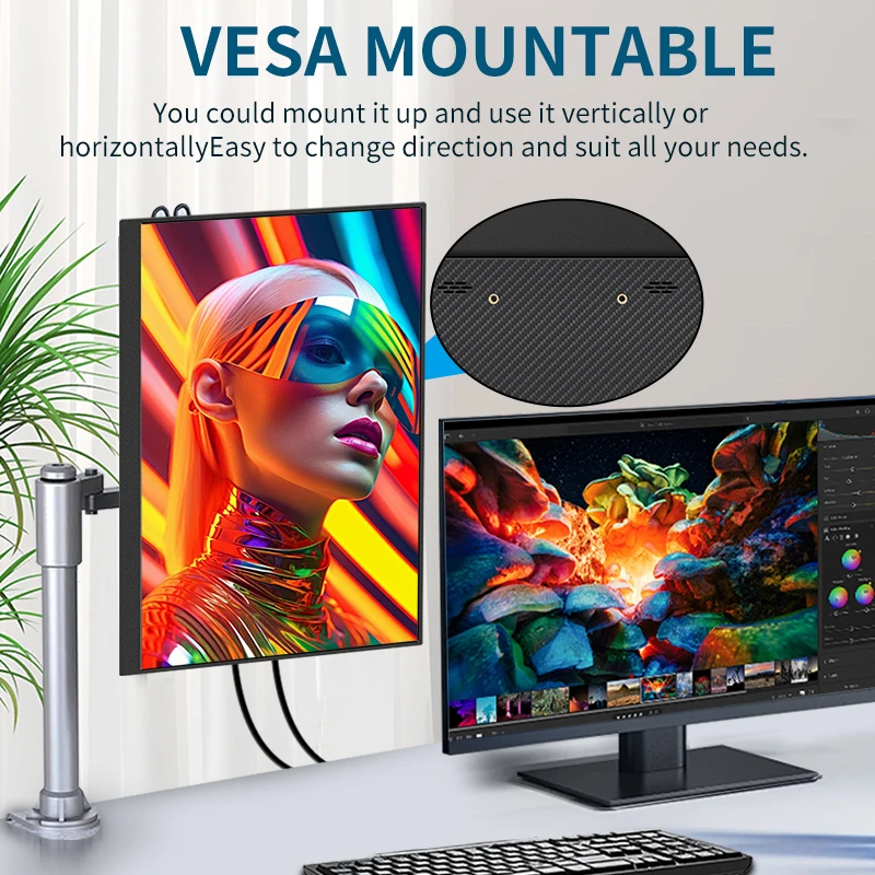 Monitor Gaming Portabel 144Hz 2.5K 16 Inci QHD IPS USB-C HDMI Tampilan Eksternal Layar Kedua untuk Laptop PC Mac Switch PS5/4 Xbox