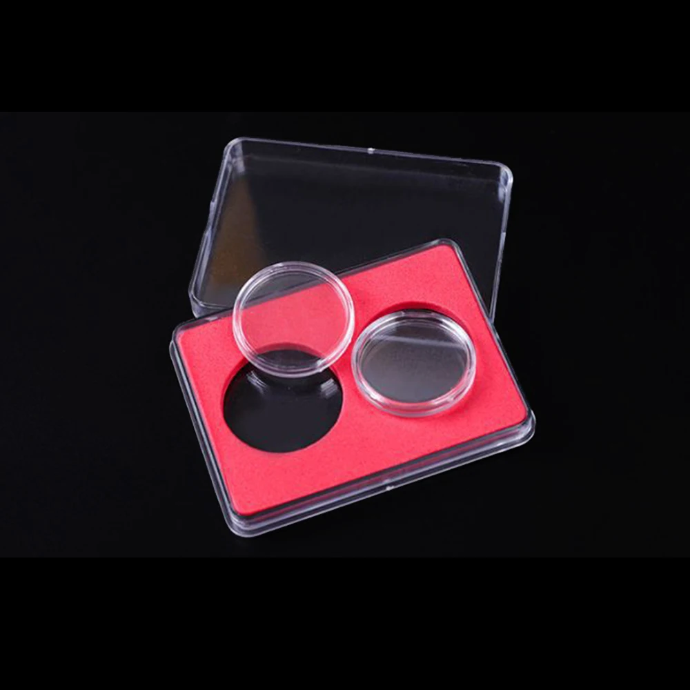 Coin Holder Display Case Organizer Collection Box Protector 2-Grid Commemorative Coin Storage Holders Safe Money Parts