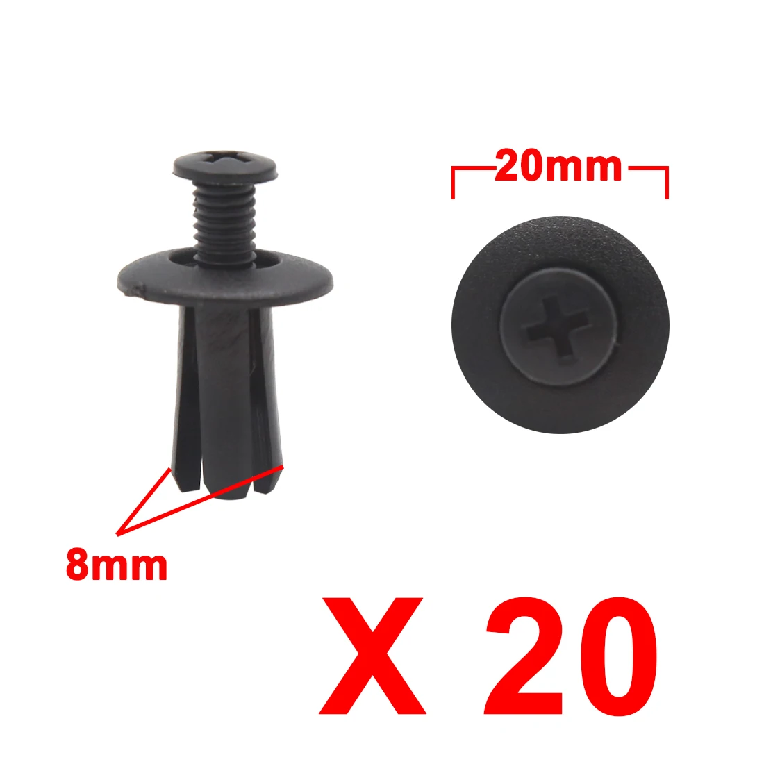 X Autohaux 20pcs 50pcs Gray Black Plastic 8mm Hole Car Door Panel Retainer Clips Rivet Fastener Fender Bumper Push Pin Clips