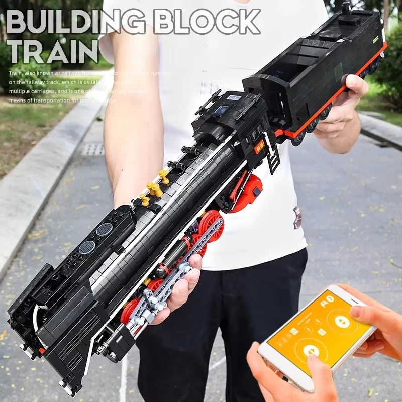 MOULD KING 12003 Technical RC Train Steam Locomotives Compatible City Train Building Bricks Assembly Toy Christmas Gift For Kids