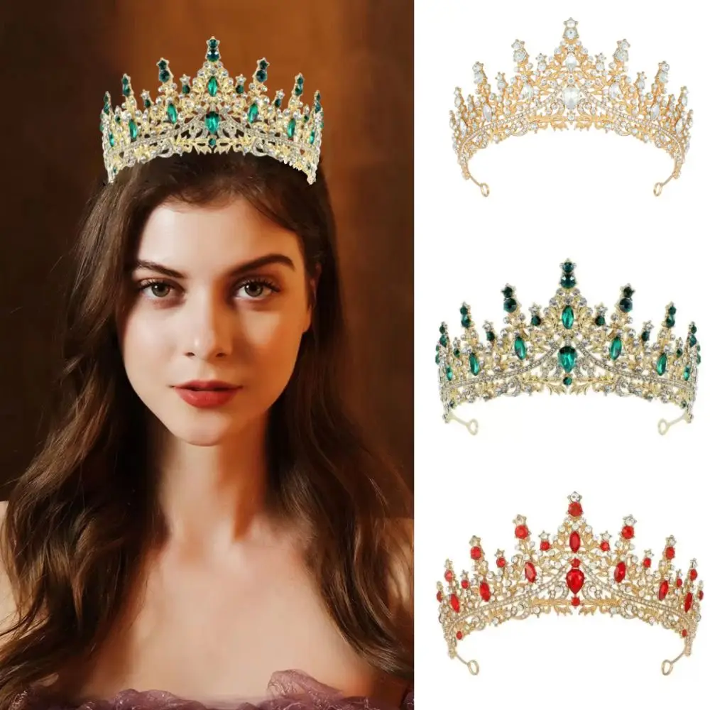 أغطية الرأس مجوهرات الشعر الباروك كريستال التيجان الفاخرة الأنيقة الباروك الملكة التيجان خمر لامعة زخرفة الأميرة تاج الزفاف