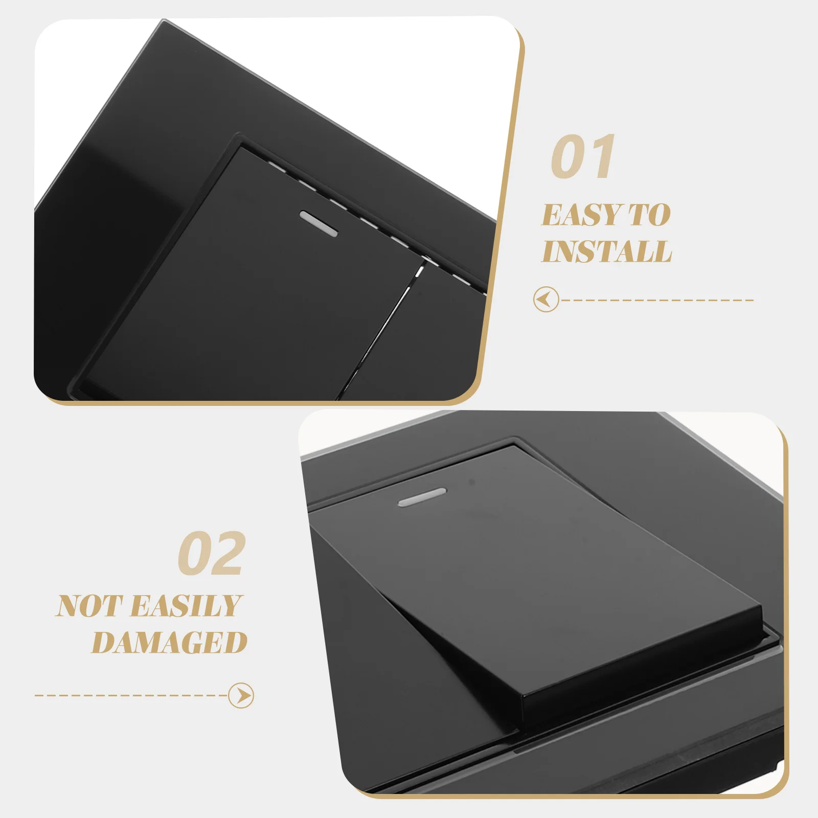 

Wall Light Switch Panel Double Control Multifunctional Sturdy Design Quick Installation Residential Commercial Use