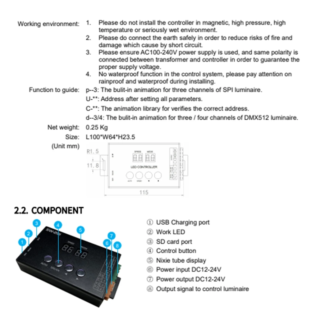 SW201 DMX512 Adresscode-Schreiber M512/SM16512/UCS512/GS8512 usw. Adressschreiber für DMX512-Codeschreiber-AA25