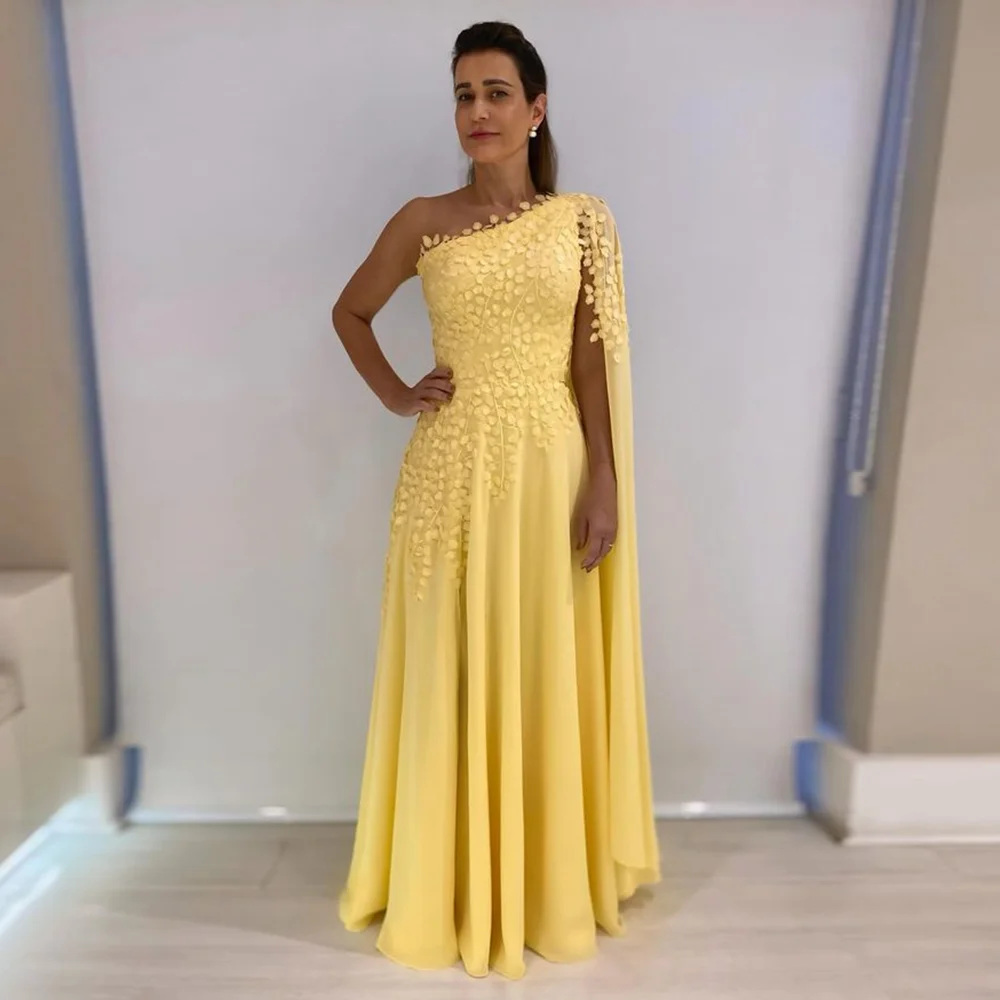 

Шифоновое кружевное свадебное платье трапециевидной формы на одно плечо с накидкой и открытой спиной длиной до пола, вечернее платье для выпускного вечера, платья de festa