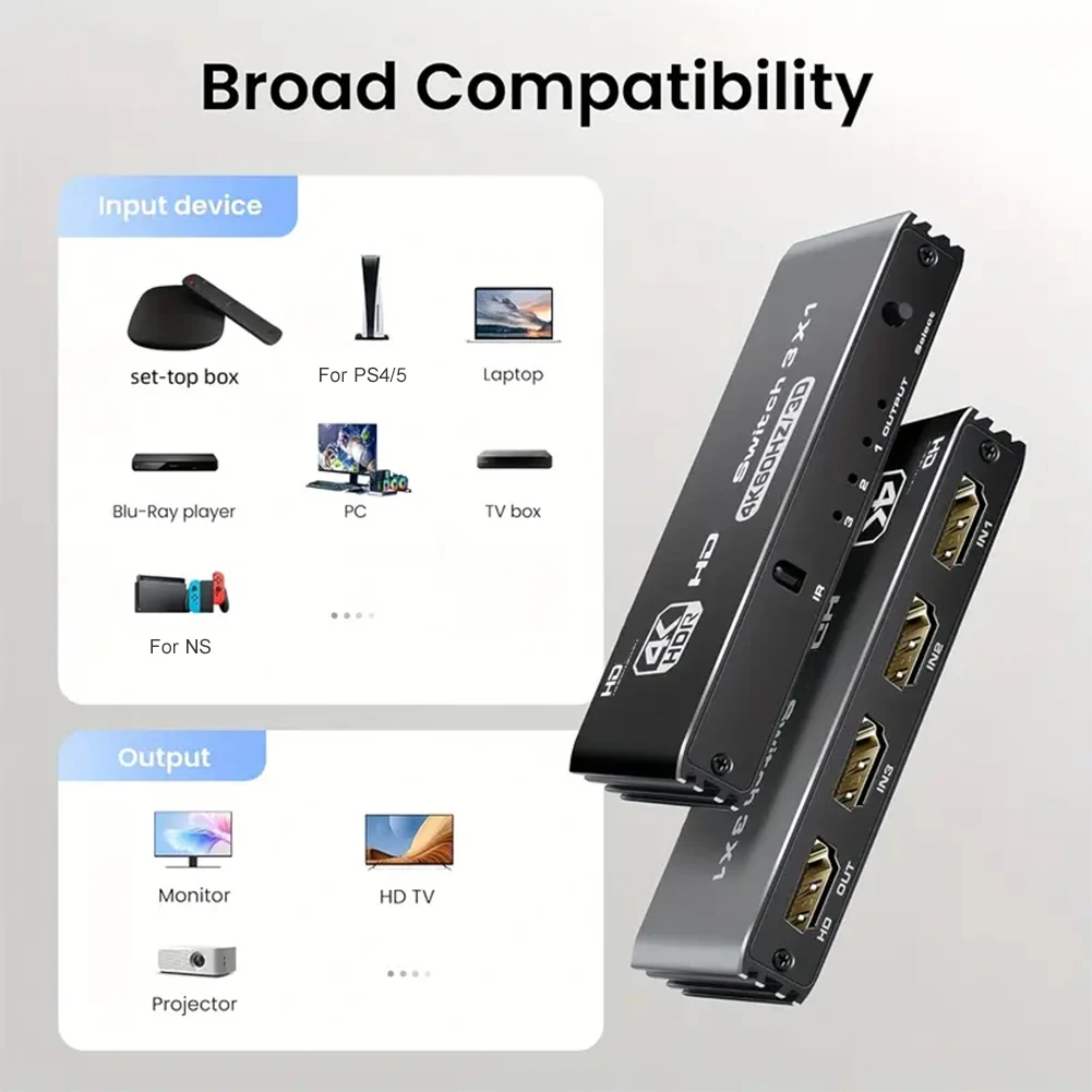4K HDMI-متوافق الفاصل 3 في 1 خارج HDTV التبديل HDMI-متوافق محول 4K @ 120 هرتز HD فيديو الجلاد محول المحور ل Xbox PS5