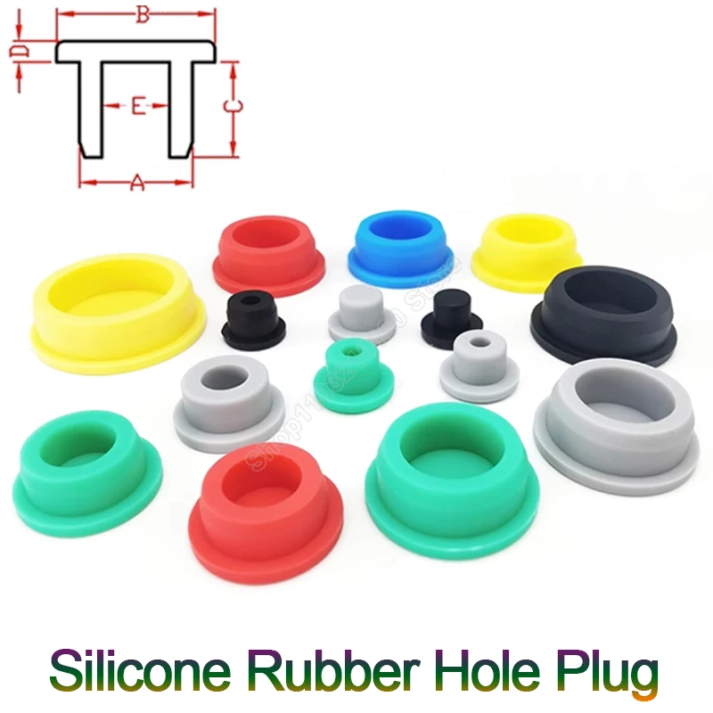 Rubber Hole Plugs High Temperature Round Silicone Seal Stopper Blanking End Cap Cover Red Green Blue Grey Yellow 13 14 15-48.5mm