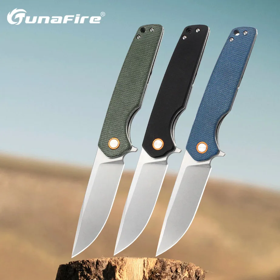 TUNAFIRE Pocket Knife D2 Steel Utility Flax fibre Handle Tactical Survival Travel Camping Tool GT961