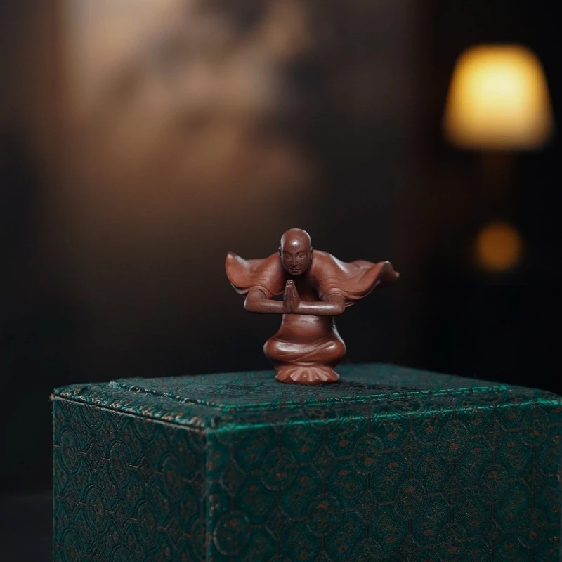 

Purple sand tea pet ornament handmade small monk boutique tea play zen