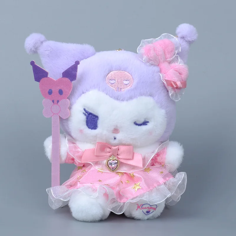 Sanrio Plush Chaveiros para Meninas, Kuromi Rosa, Pingente Adorável, Desenhos Animados Bonitos, Chaveiros Recheados, Saco, Bakcpack, Carros, Presente de Natal