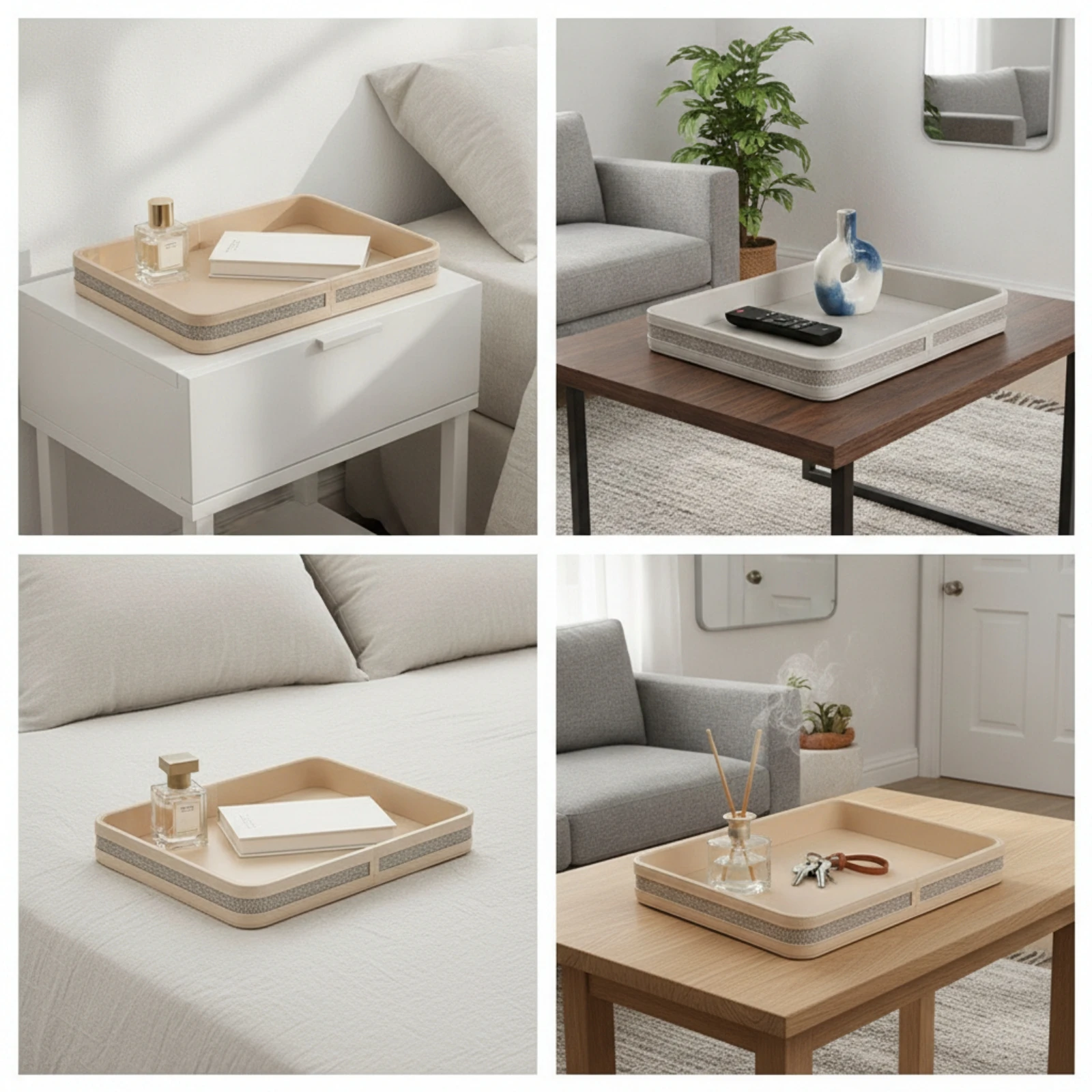 Rectangular Tray Long-Lasting Tray with Raised Sides Desktop Organizer Slim-Profile Slim for Vanity, Dresser