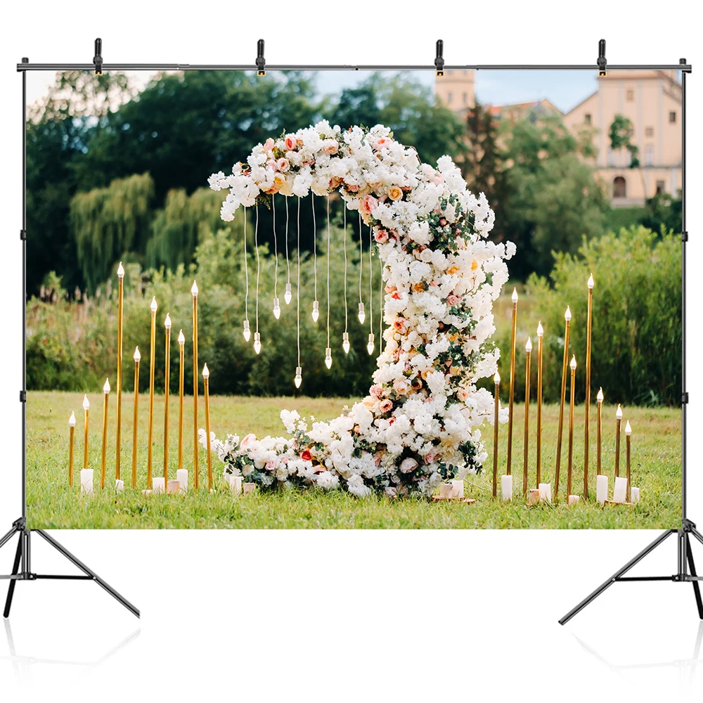 Flower Curtain Wedding Photography Backgrounds Floral Garland Wall  Engagement Party Decoration Photophone Photocall Backdrop