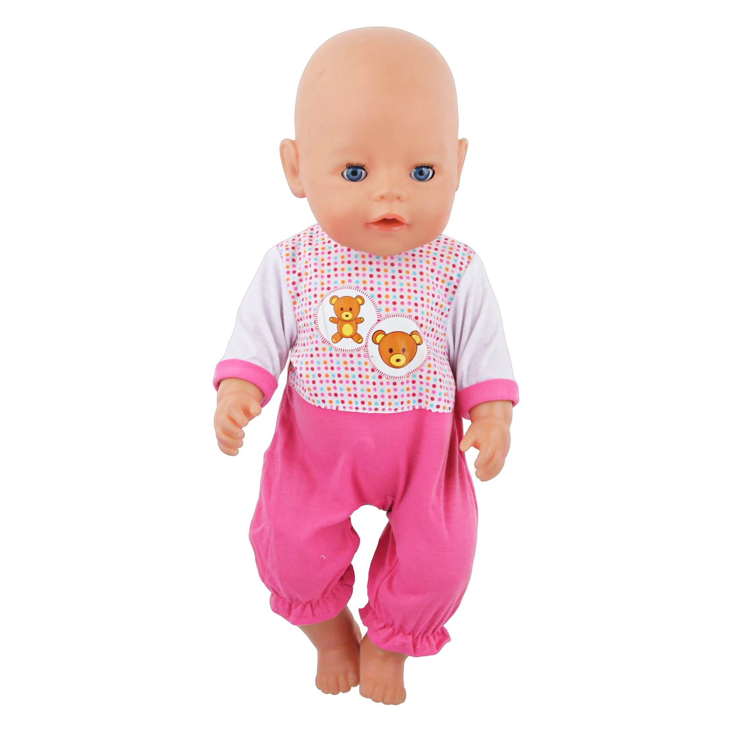 Cute Doll Clothes Set Denim Jacket Outfit,Bear Jumpsuit,Striped Dress& Party Gown for 18"American & 43cm Baby Newborn Girl Dolls