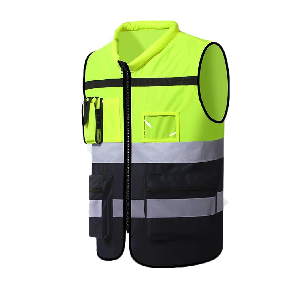 Refective Safety Vest High Visibility Man Working Clothes Two Tone Multi Pocket Outdoor Industrial Safety Jacket Hi Vis Workwear