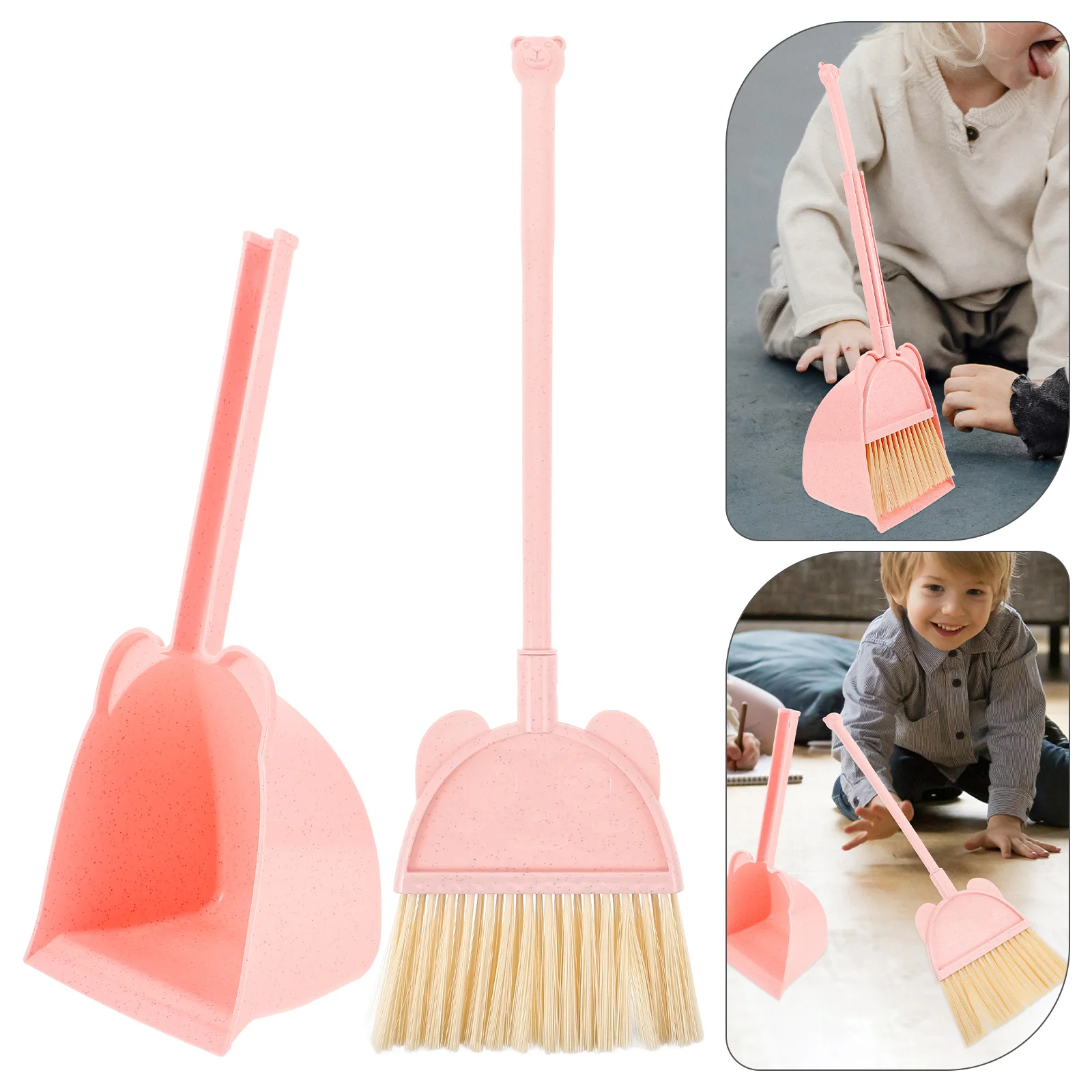 Mini Broom Dustpan Set for Kids Child Kitchen Cleaning Tools Toys Toddler Play Plastic Lightweight Storage Bright
