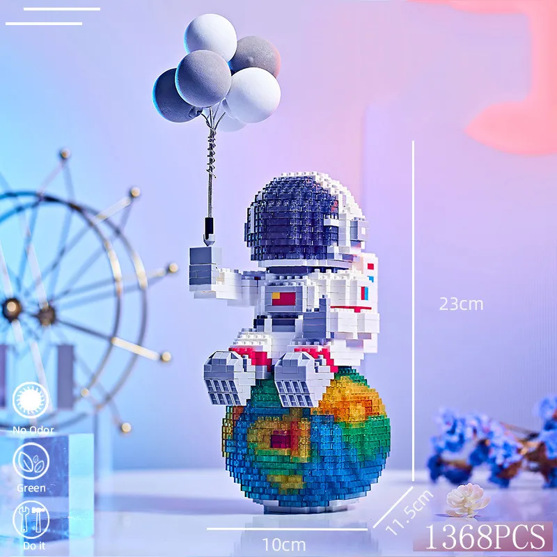 

1368pcs Mini LED Light Moon Astronaut Building Blocks Friends Space Explore Home Decoration Bricks Toys for Kids Gifts